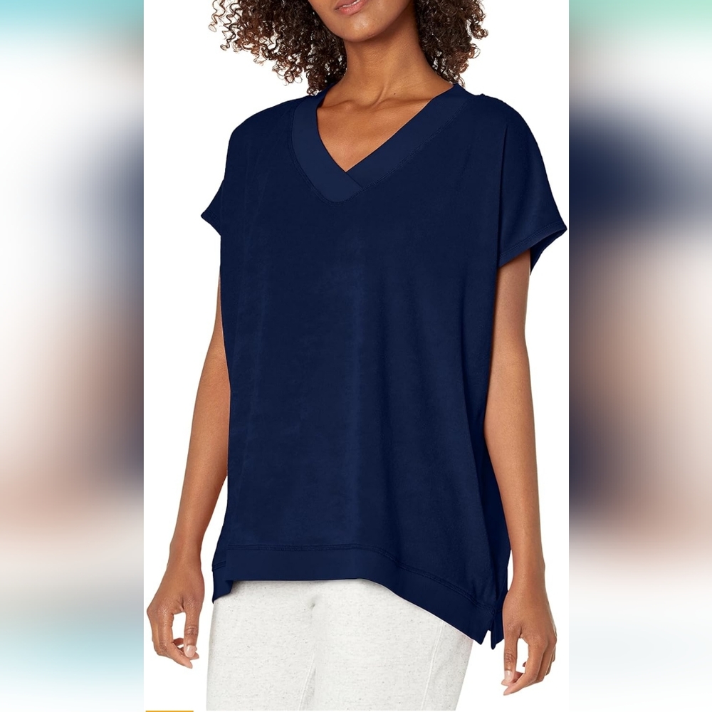 HUE Women's Relaxed Fit Terry V-Neck Sleep Tee